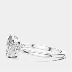 Pre Owned 1.50 ct Pear Cut 18k White Gold Lab Grown Diamond Ring Size 53