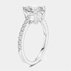 Pre Owned 2.00 cts Pear & Round 18k White Gold Lab Grown Diamond Ring Size 53