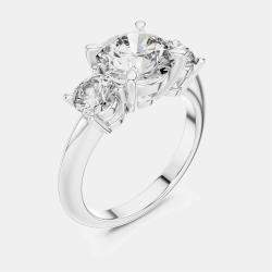 Pre Owned 3.00 cts Round 18k White Gold Lab Grown Diamond Ring Size 53