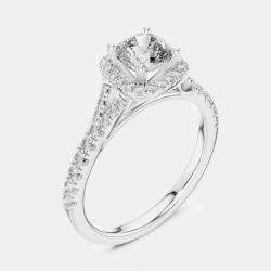 Pre Owned 1.00 ct Round 18k White Gold Lab Grown Diamond Ring Size 53