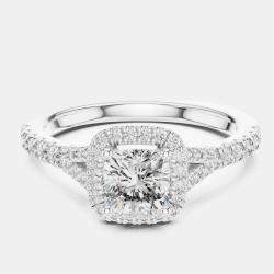 Pre Owned 1.00 ct Round 18k White Gold Lab Grown Diamond Ring Size 53