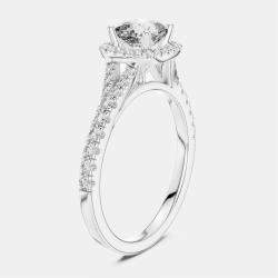 Pre Owned 1.00 ct Round 18k White Gold Lab Grown Diamond Ring Size 53