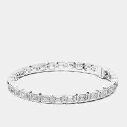Pre Owned 9.00 ct Emerald Cut 18k White Gold Lab Grown Diamond Tennis Bracelet 16 cm