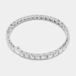 Pre Owned 13.00 ct Graduating Round Cut 18k White Gold Lab Grown Diamond Tennis Bracelet 16 cm