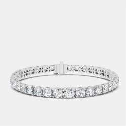 Pre Owned 13.00 ct Graduating Round Cut 18k White Gold Lab Grown Diamond Tennis Bracelet 16 cm