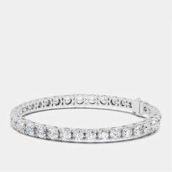 Pre Owned 13.00 ct Graduating Round Cut 18k White Gold Lab Grown Diamond Tennis Bracelet 16 cm
