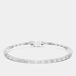 Pre Owned 3.00 ct Emerald Cut 18k White Gold Lab Grown Diamond Tennis Bracelet 16 cm