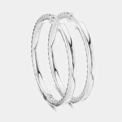 Pre Owned 1.00 ct Round Cut 18k White Gold Lab Grown Diamond Hoop Earrings