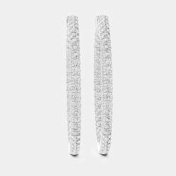 Pre Owned 1.00 ct Round Cut 18k White Gold Lab Grown Diamond Hoop Earrings