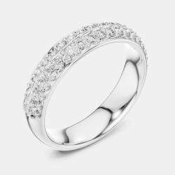 Pre Owned 0.5 ct Double Line Round Cut 18k White Gold Lab Grown Diamond Ring Size 53