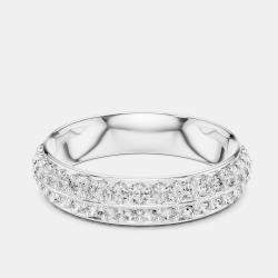 Pre Owned 0.5 ct Double Line Round Cut 18k White Gold Lab Grown Diamond Ring Size 53