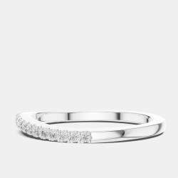 Pre Owned 0.2 ct Side Stack Round Cut 18k White Gold Lab Grown Diamond Ring Size 53