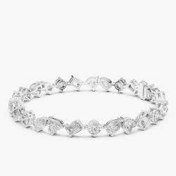 Pre Owned 10.00 cts Mixed Fancy Cut 18k White Gold Lab Grown Diamond Bracelet