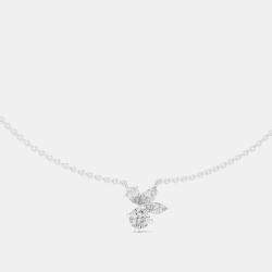 Pre Owned 2.00 cts Fancy Pear Cut 18k White Gold Lab Grown Diamond Pendant Necklace