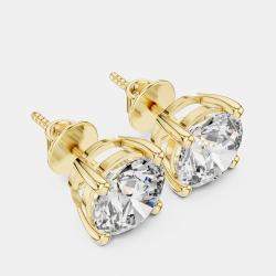 Pre Owned 4.00 cts Round Cut 18k Yellow Gold Lab Grown Diamond Stud Earrings