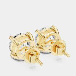 Pre Owned 4.00 cts Round Cut 18k Yellow Gold Lab Grown Diamond Stud Earrings
