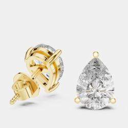 Pre Owned 4.00 cts Pear Cut 18k Yellow Gold Lab Grown Diamond Stud Earrings