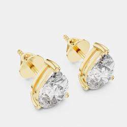 Pre Owned 4.00 cts Pear Cut 18k Yellow Gold Lab Grown Diamond Stud Earrings