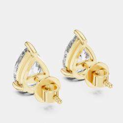 Pre Owned 4.00 cts Pear Cut 18k Yellow Gold Lab Grown Diamond Stud Earrings
