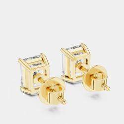 Pre Owned 2.00 cts Emerald Cut 18k Yellow Gold Lab Grown Diamond Stud Earrings