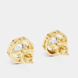 Pre Owned 2.60 cts Round 18k Yellow Gold Solitaire Lab Grown Diamond Single Halo Earrings