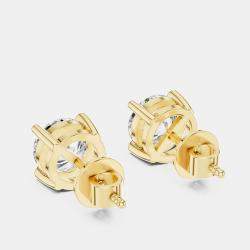 Pre Owned 1.00 cts Round 18k Yellow Gold Solitaire Lab Grown Diamond Single Stud Earrings