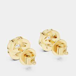 Pre Owned 1.00 cts Round 18k Yellow Gold Fancy Lab Grown Diamond Solitaire Single Stud Earrings