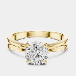 Pre Owned 3.00 cts Round 18k Yellow Gold Lab Grown Diamonds Solitaire Diamond Band Size 53