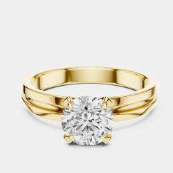 Pre Owned 6.00 cts Round 18k Yellow Gold Solitaire Lab Grown Diamond Band Size 53
