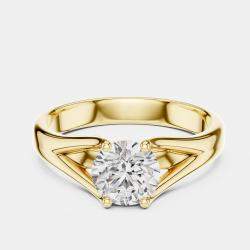 Pre Owned 5.00 cts Round 18k Yellow Gold Solitaire Lab Grown Diamond Band Size 53