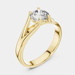 Pre Owned 5.00 cts Round 18k Yellow Gold Solitaire Lab Grown Diamond Band Size 53