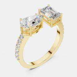 Pre Owned 6.2 cts Multi-Shape 18k Yellow Gold Lab Grown Diamond Ring Size 53