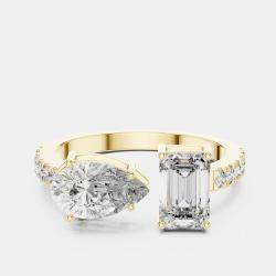 Pre Owned 6.2 cts Multi-Shape 18k Yellow Gold Lab Grown Diamond Ring Size 53