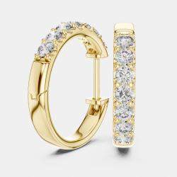 Pre Owned 0.70 cts Round Cut 18k Yellow Gold Lab Grown Diamond Hoop Earrings