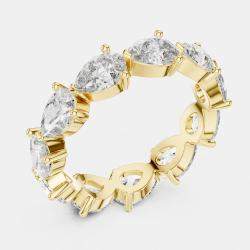 Pre Owned 3.00 cts Pear Cut 18k Yellow Gold Lab Grown Diamond Ring Size 53