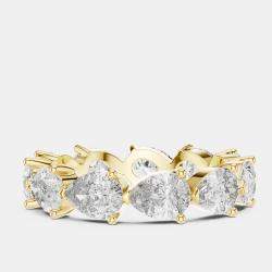 Pre Owned 3.00 cts Pear Cut 18k Yellow Gold Lab Grown Diamond Ring Size 53