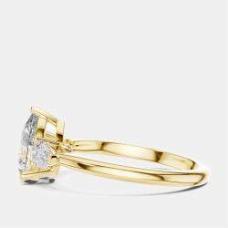 Pre Owned 1.50 cts Pear Cut 18k Yellow Gold Lab Grown Diamond Ring Size 53