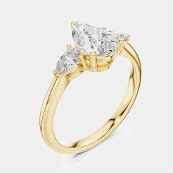 Pre Owned 1.50 cts Pear Cut 18k Yellow Gold Lab Grown Diamond Ring Size 53
