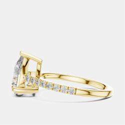 Pre Owned 2.00 cts Pear & Round 18k Yellow Gold Lab Grown Diamond Ring Size 53