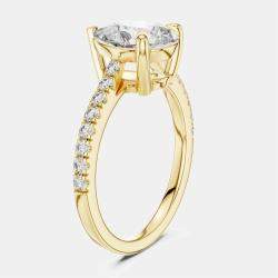 Pre Owned 2.00 cts Pear & Round 18k Yellow Gold Lab Grown Diamond Ring Size 53