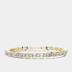 Pre Owned 9.00 cts Emerald Cut 18k Yellow Gold Lab Grown Diamond Tennis Bracelet 16 cm