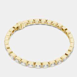Pre Owned 9.00 cts Emerald Cut 18k Yellow Gold Lab Grown Diamond Tennis Bracelet 16 cm
