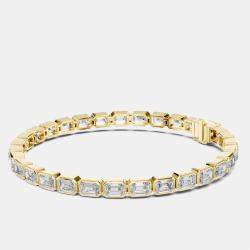 Pre Owned 9.00 cts Emerald Cut 18k Yellow Gold Lab Grown Diamond Tennis Bracelet 16 cm