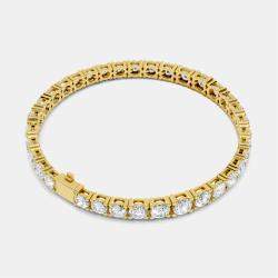 Pre Owned 13.00 cts Graduating Round Cut 18k Yellow Gold Lab Grown Diamond Tennis Bracelet 16 cm