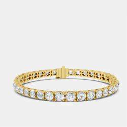 Pre Owned 13.00 cts Graduating Round Cut 18k Yellow Gold Lab Grown Diamond Tennis Bracelet 16 cm