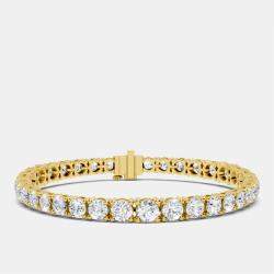 Pre Owned 13.00 cts Graduating Round Cut 18k Yellow Gold Lab Grown Diamond Tennis Bracelet 16 cm