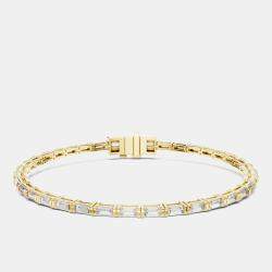 Pre Owned 3.00 cts Emerald Cut 18k Yellow Gold Lab Grown Diamond Tennis Bracelet 16 cm