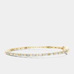 Pre Owned 3.00 cts Emerald Cut 18k Yellow Gold Lab Grown Diamond Tennis Bracelet 16 cm