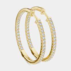 Pre Owned 1.00 cts Round Cut 18k Yellow Gold Lab Grown Diamond Hoop Earrings