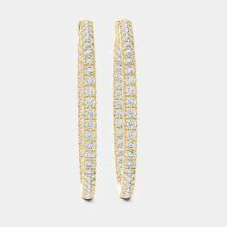 Pre Owned 1.00 cts Round Cut 18k Yellow Gold Lab Grown Diamond Hoop Earrings